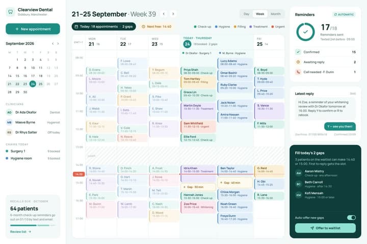 Clinic bookings calendar